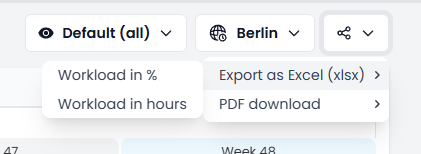 Export workload as Excel