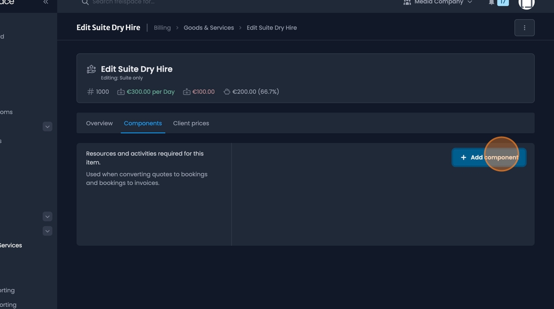 Add component button for creating item sub-components and parts