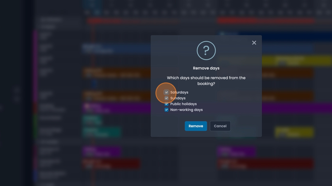 Remove days feature to exclude specific days from booking duration