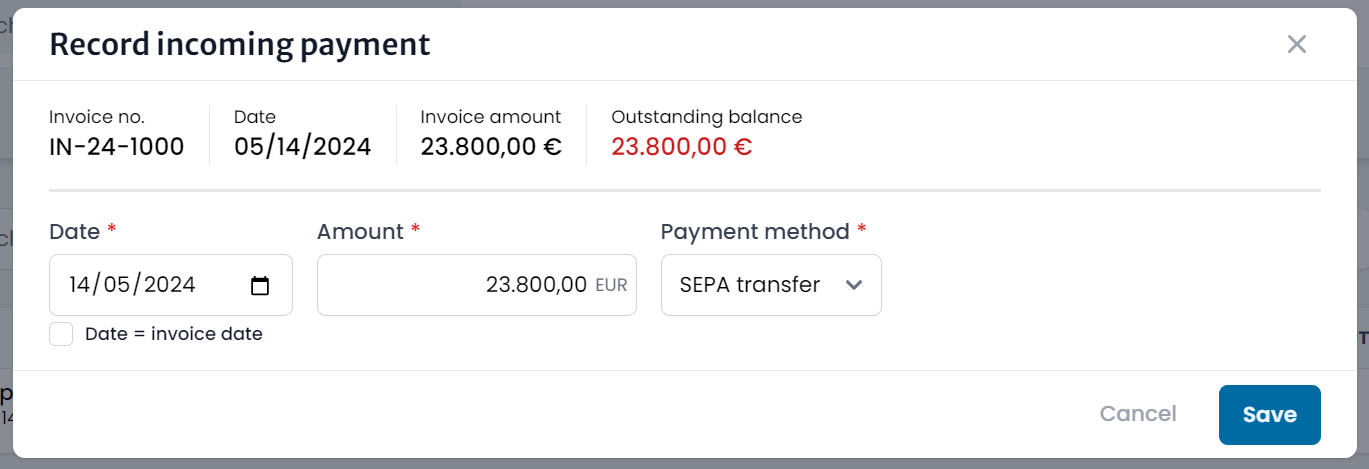 Payment modal