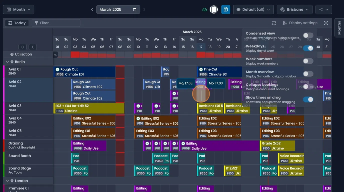 Collapse bookings feature for merging concurrent booking displays with expand controls