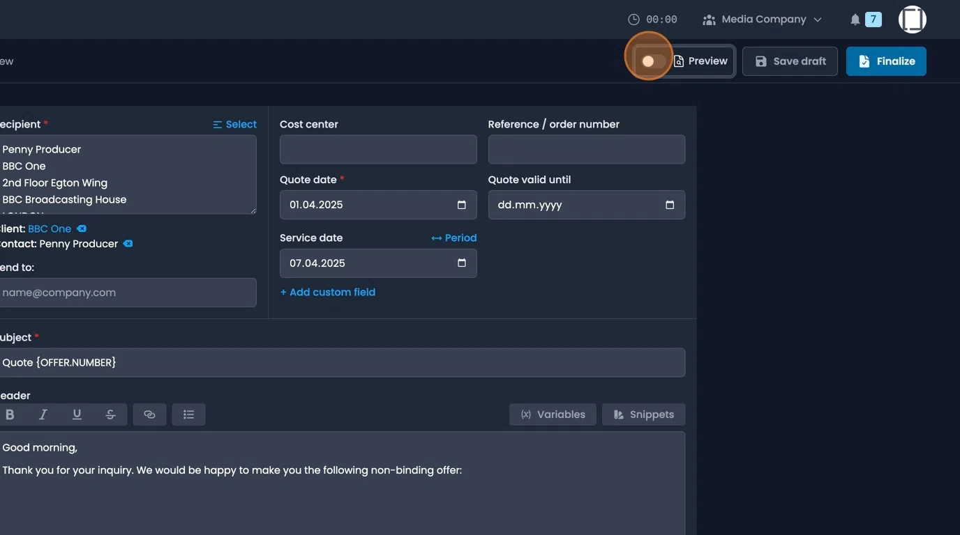 Preview mode with live print preview and navigation controls