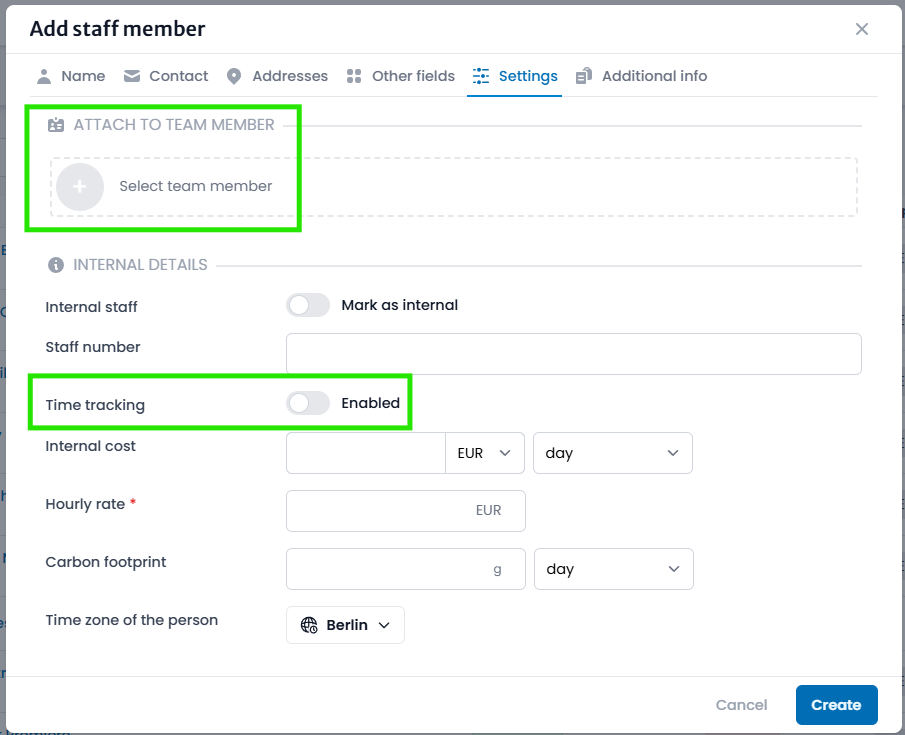 Creating staff members